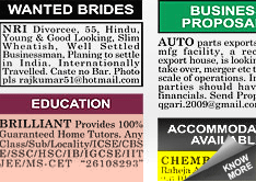 Orissa Post Situation Wanted display classified rates